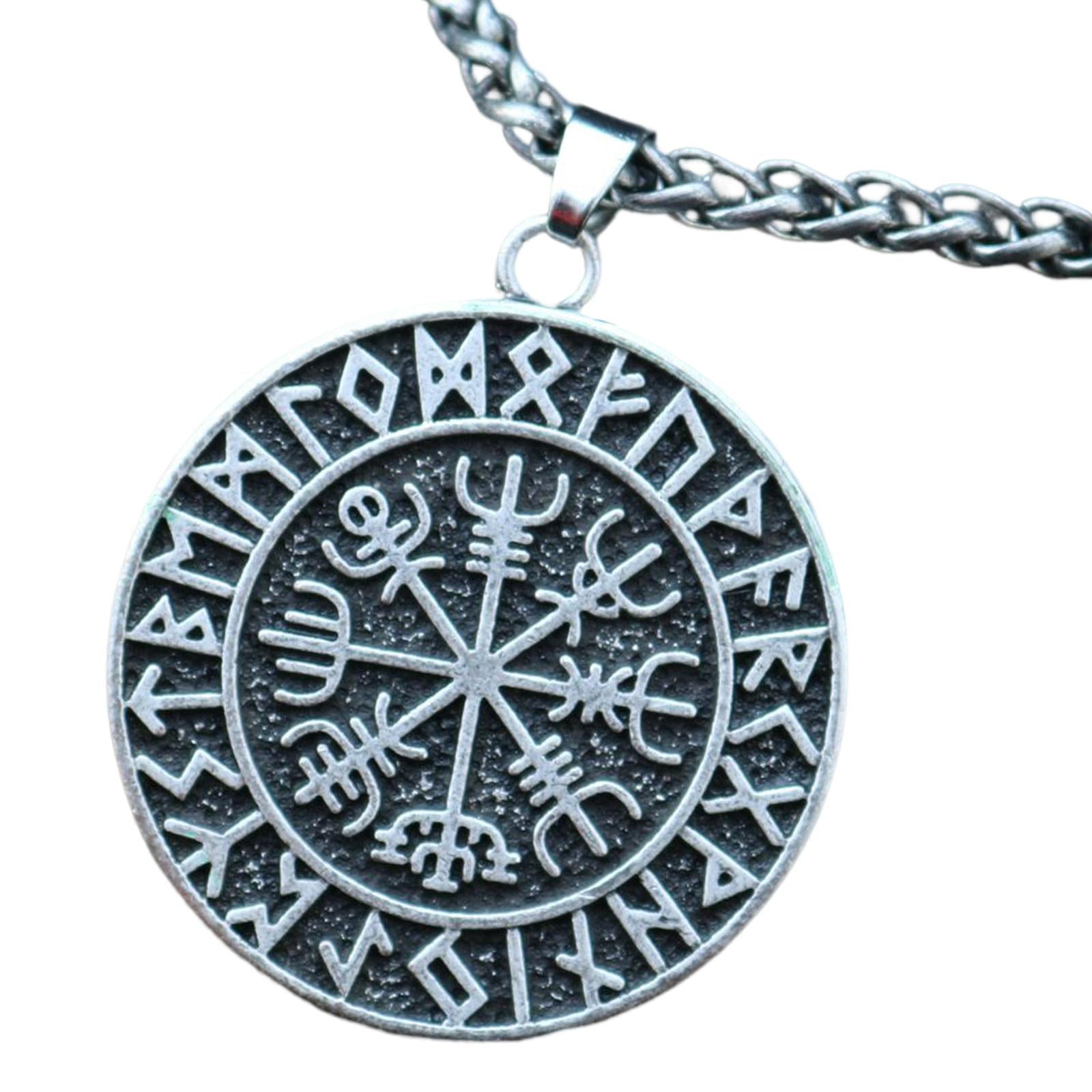 Magideal - Con Colgante Para Hombre, De Runas, Es, Cadena, Joyería Nórdica, Regalos Para Hombres, Papá, , Cadena Pteado Cadena De Metal Plateado