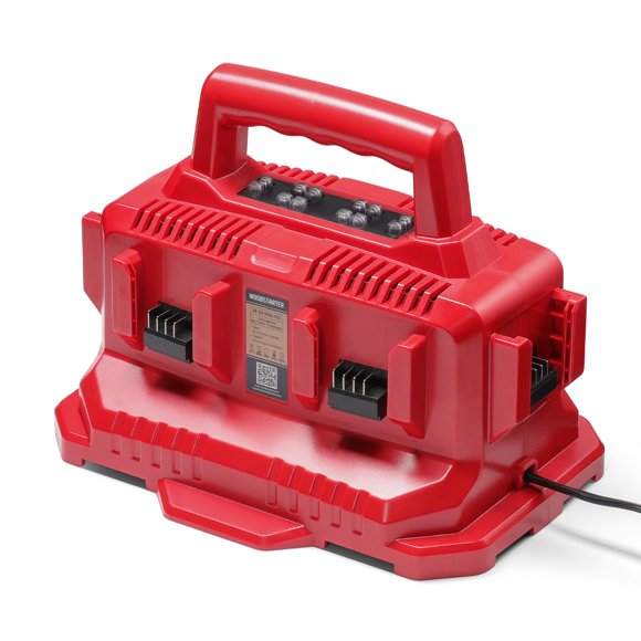 Cargador de Baterías WOODSTARTER de 6 Puertos Rápido 18V, para Milwaukee