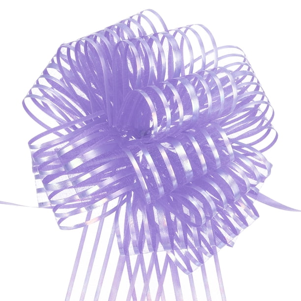 Uxcell 5Pcs 8" Lazos Grandes de Organza para Envolver Regalos Cinta Púrpura Claro