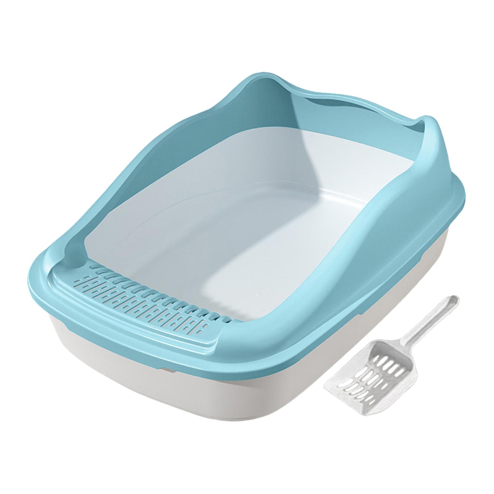 Ioensy - Caja De Arena Para Gatos Semicerrada Para Mascotas Pequeñas, Material Pp, Antisalpicaduras, Parte Superior Abierta, Azul