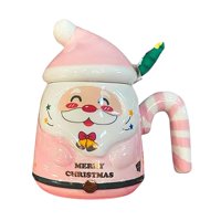 Bothyi - Taza De Cerámica Navideña Taza De Té Festival Con Asa Taza De Desayuno Taza Novedosa Rosa