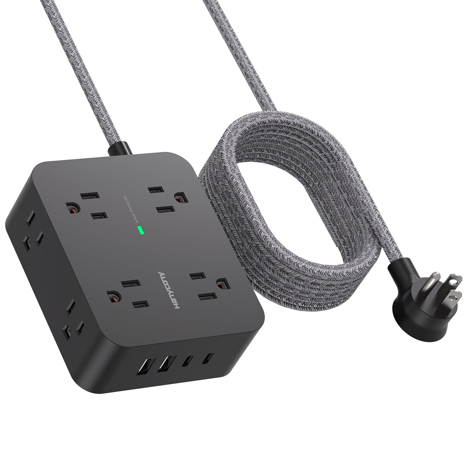 Power Strip Protector Contra Sobretensiones Hanycony, Cable De 3 M, 8 Salidas, 4 Usb