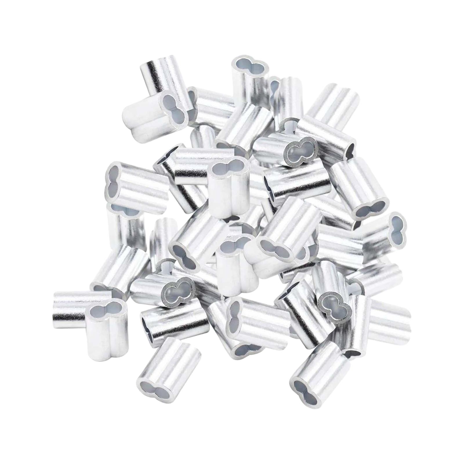 Magideal - 100X Fundas De Aluminio Para Cuerda De Alambre, Fundas De Doble Manga Para Cuerdas De Alambre Y Líneas De Cables, Fundas Para Cables De Cuerda De Alam M4
