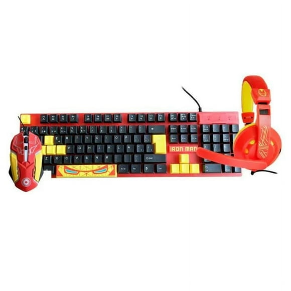 Kit Gamer Marvel Iron Man 3 en 1 Teclado Mouse Audífonos