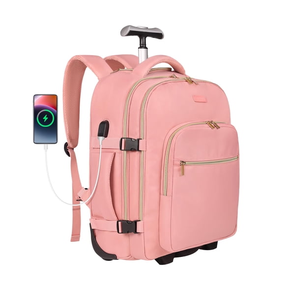 Mochila rodante DEVPNR para portátil de 17 pulgadas con ruedas para mujer