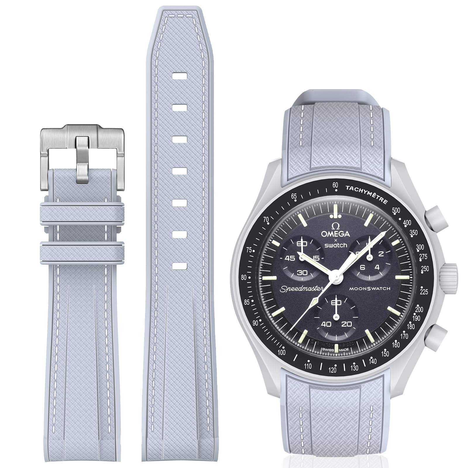Correa De Reloj Bonace Con Correa De Silicona Curvada Para Moonswatch, 20 Mm