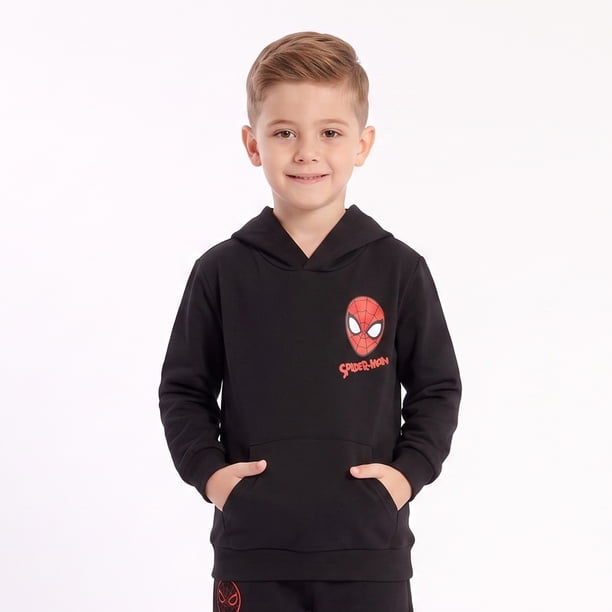 Polerón Cerrado Capucha Niño Spiderman Marvel Negro