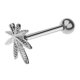 thumbnail image 3 of Lengua de acero inoxidable Barras de labios Anillos Barbell Piercing Hoja de arce 14G Plata, 3 of 5