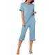 thumbnail image 2 of INSPIRE CHIC Conjunto de Pijama para Mujer de Manga Corta Modal Pantalones Capri M Azul, 2 of 6