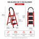 thumbnail image 2 of Escalera De Tijera Metálica Roja 3 Peldaños Plegable Hogar, 2 of 4