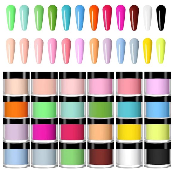 Set de polvos de uñas acrílicos L-Bulice de 24 colores para decoración de uñas