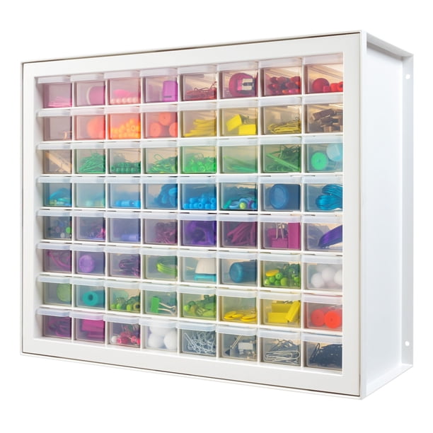 Organizador de cajones de almacenamiento IRIS USA 64 cajones pequeños, color blanco