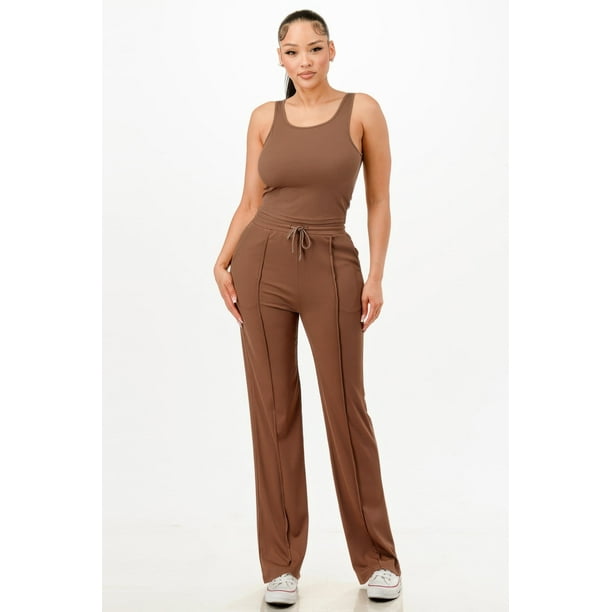 Conjunto De Camiseta Sin Mangas Y Pantalón Acanalado