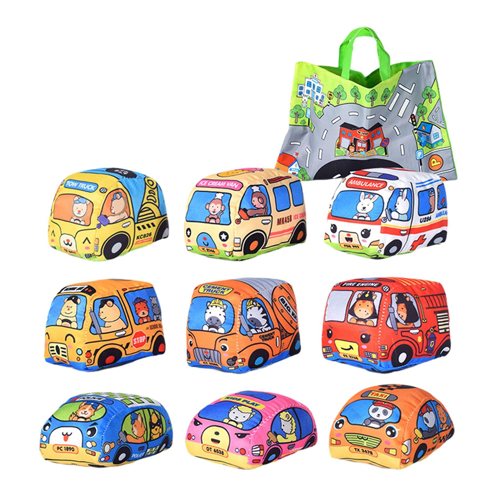 Magideal - Coches De Juguete Blandos Coches De Juguete Divertidos Aprendizaje Preescolar Con Bolsa Juego De Juguetes Suaves Para Bebés Para Niños Pequeños Recién