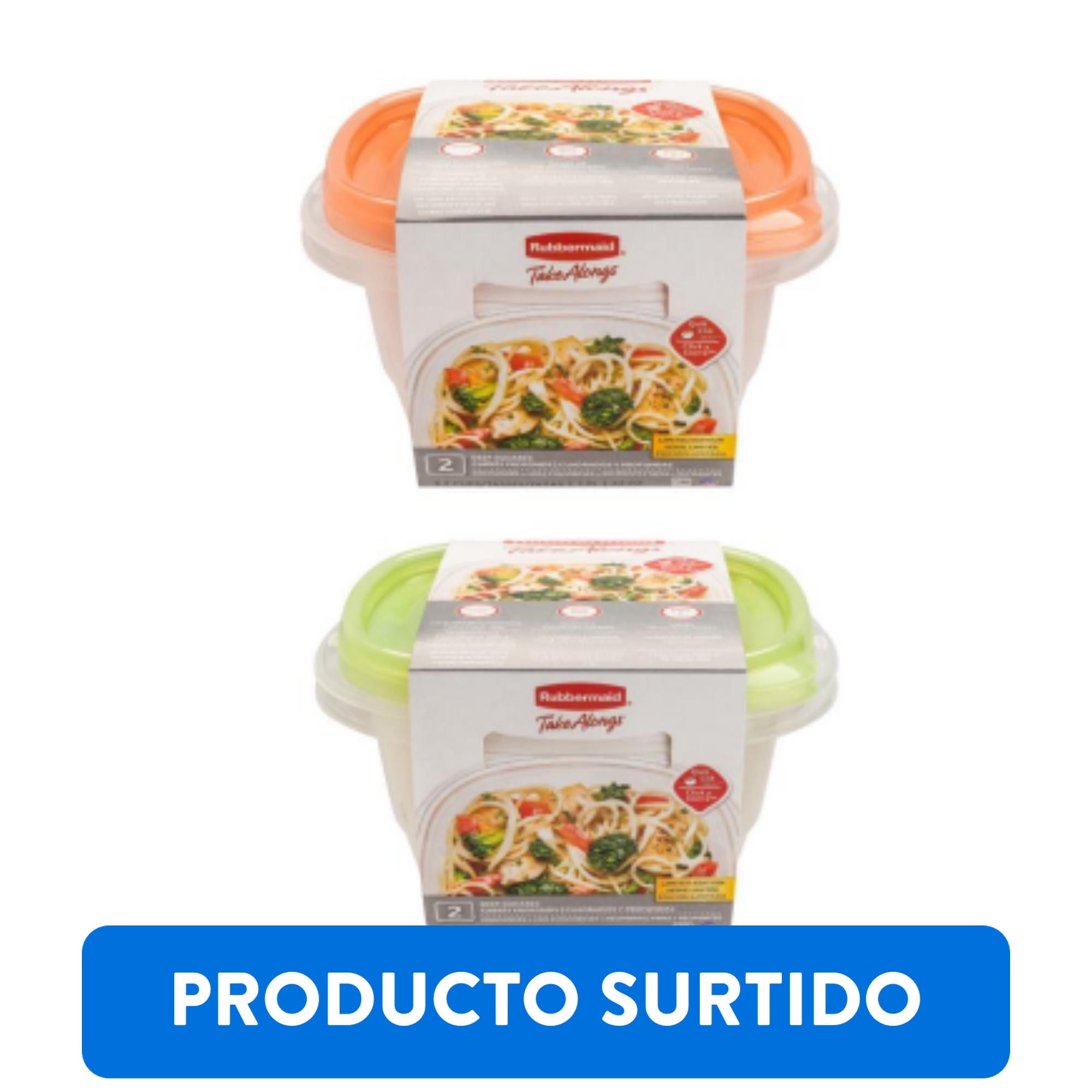 Rubbermaid - Pack De Hermético Cuadrado 1.2l Plástico 4 Piezas Multicolor