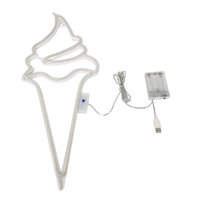 Ioensy - Luces De Letrero De Neón De Helado 8 Modos De Luz Decoración Para Colgar En La Pared Al Aire Libre Blanco Rosa
