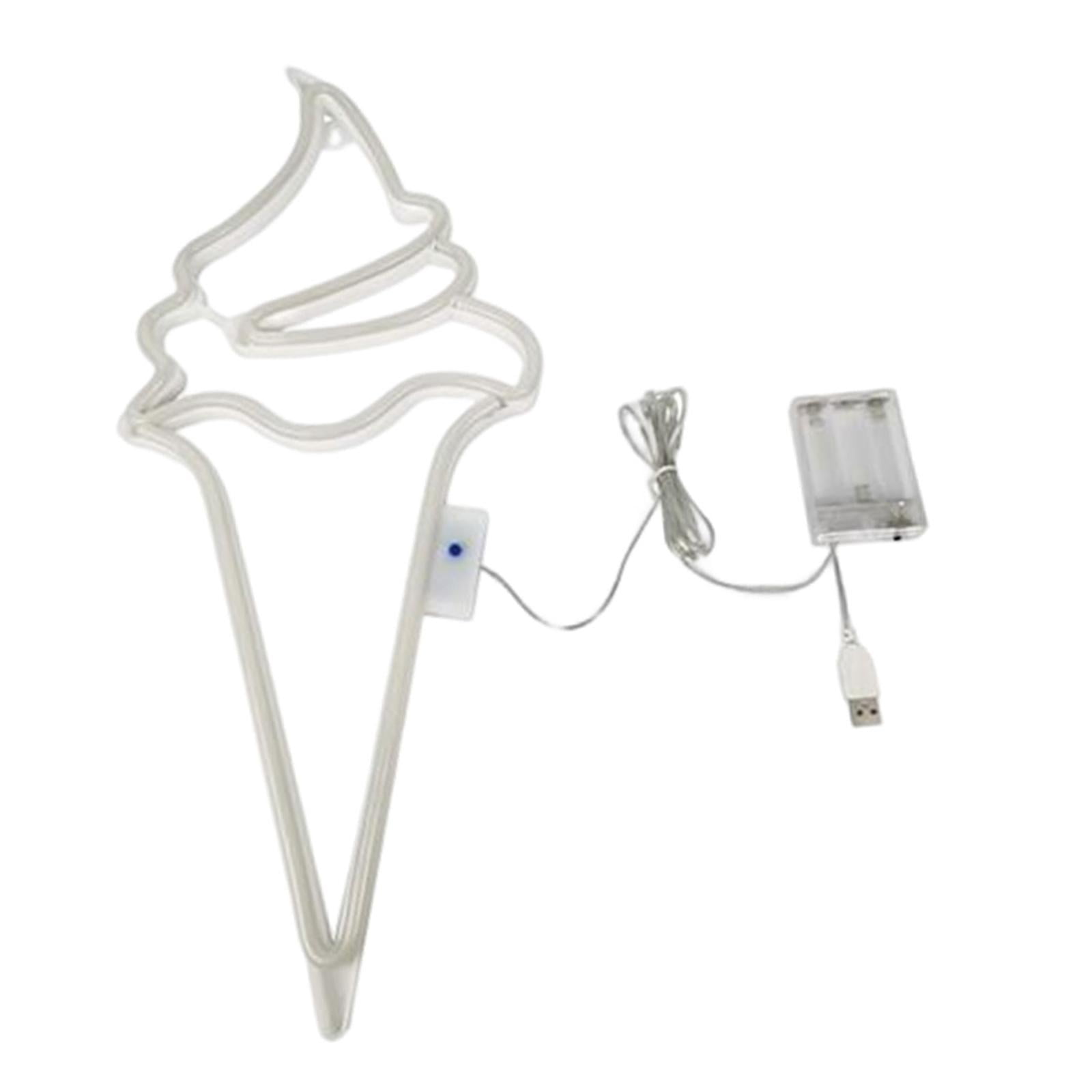 Ioensy - Luces De Letrero De Neón De Helado 8 Modos De Luz Decoración Para Colgar En La Pared Al Aire Libre Blanco Rosa