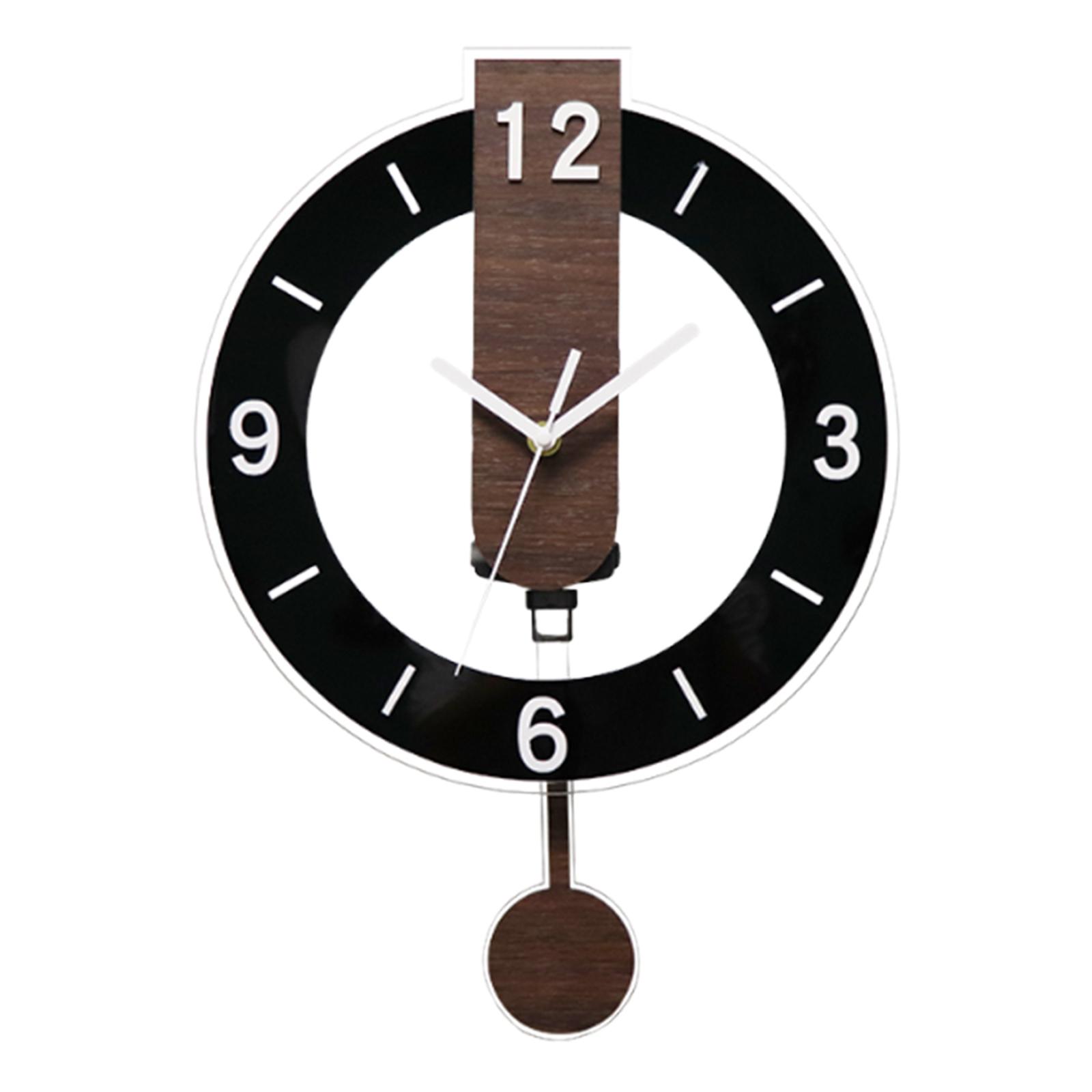 Magideal - Reloj De Pared Con Péndulo Acrílico, Fácil De Leer, Decorativo, Moderno, Silencioso, Para Colgar En La Cocina, Dormitorio, Regalo Para Sala De Estar. Negro