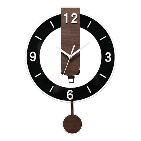 Magideal - Reloj De Pared Con Péndulo Acrílico, Fácil De Leer, Decorativo, Moderno, Silencioso, Para Colgar En La Cocina, Dormitorio, Regalo Para Sala De Estar. Negro