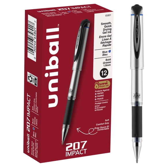 Bolígrafos de gel Uni-ball 207 Impact de 1 mm en negrita, paquete de 12