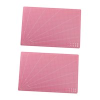 Magideal - 2 Alfombrillas De Corte, Almohadilla De Costura, Tamaño A3, Alfombrilla Para Grabado Artístico, Tablas De Cortar Con Cuadrícula Para Cuero, Confección Rosa