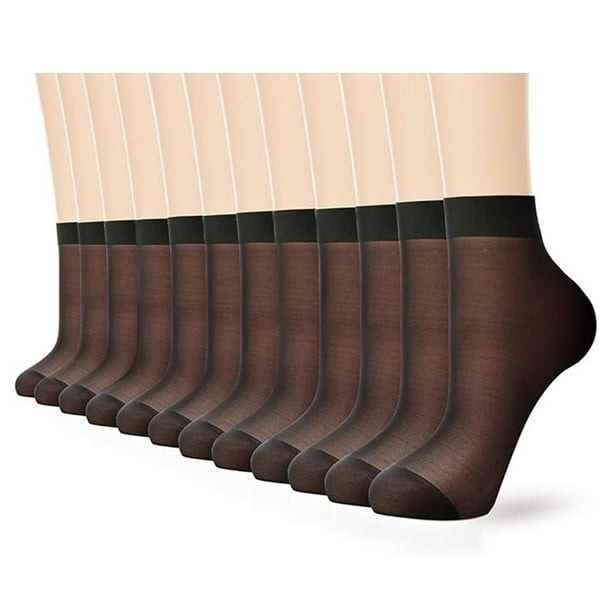 12 pares de calcetines tobilleros transparentes para mujer, color piel, ultrafinos, frescos y de seda transparente.