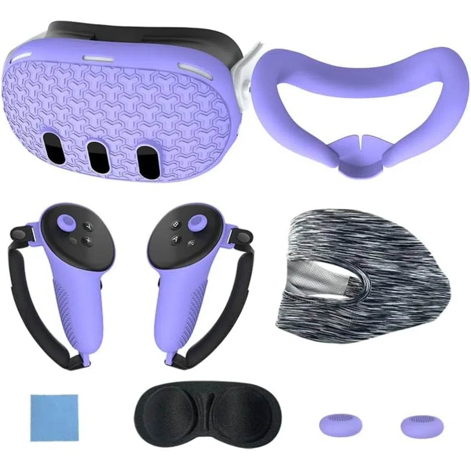 Genérico - Vr Accesorios Set Para Meta Quest 3, Cubierta Protectora Para La Cara, Empuñaduras Para El Mando, Cubierta Para Los Auriculares, Protector Para La Lente Y Cubierta Para La Carcasa - Morado