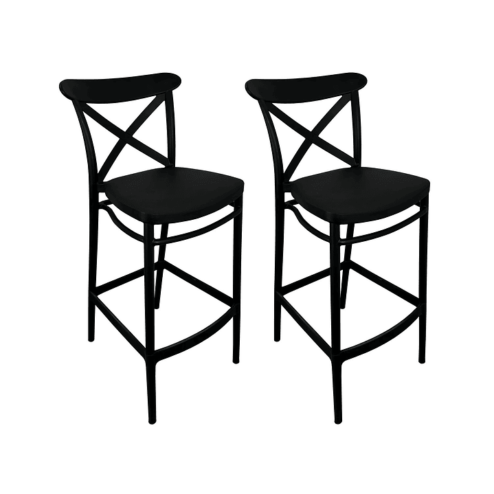 Alaia Home - Pack 2 Taburetes Bar Crossback Negra
