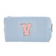 thumbnail image 1 of Ofertas Únicas 1 Pc Bolsa de Maquillaje Rectangular de Pana Letra V Azul Cielo, 1 of 5