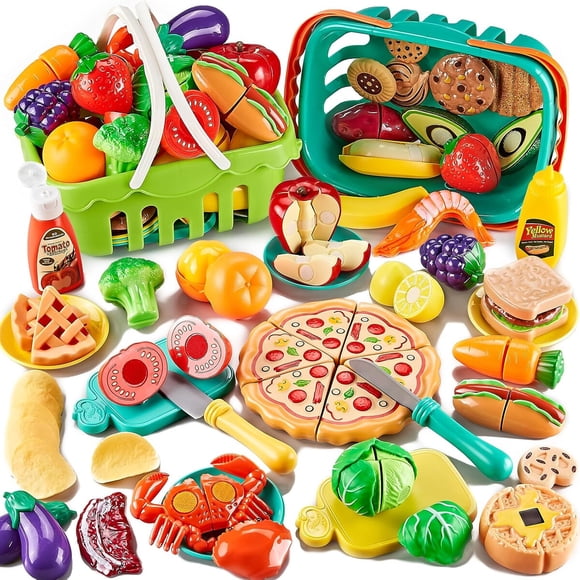 Kidsciety Set de alimentos de juguete para cocina infantil, 85 piezas