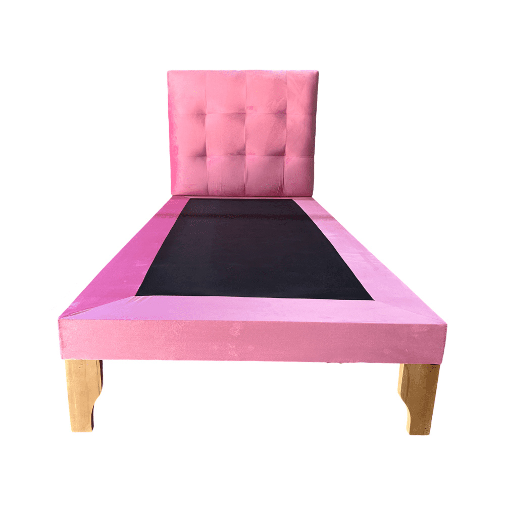 Muebles New - Base Con Respaldo De Plaza Rosado Felpa