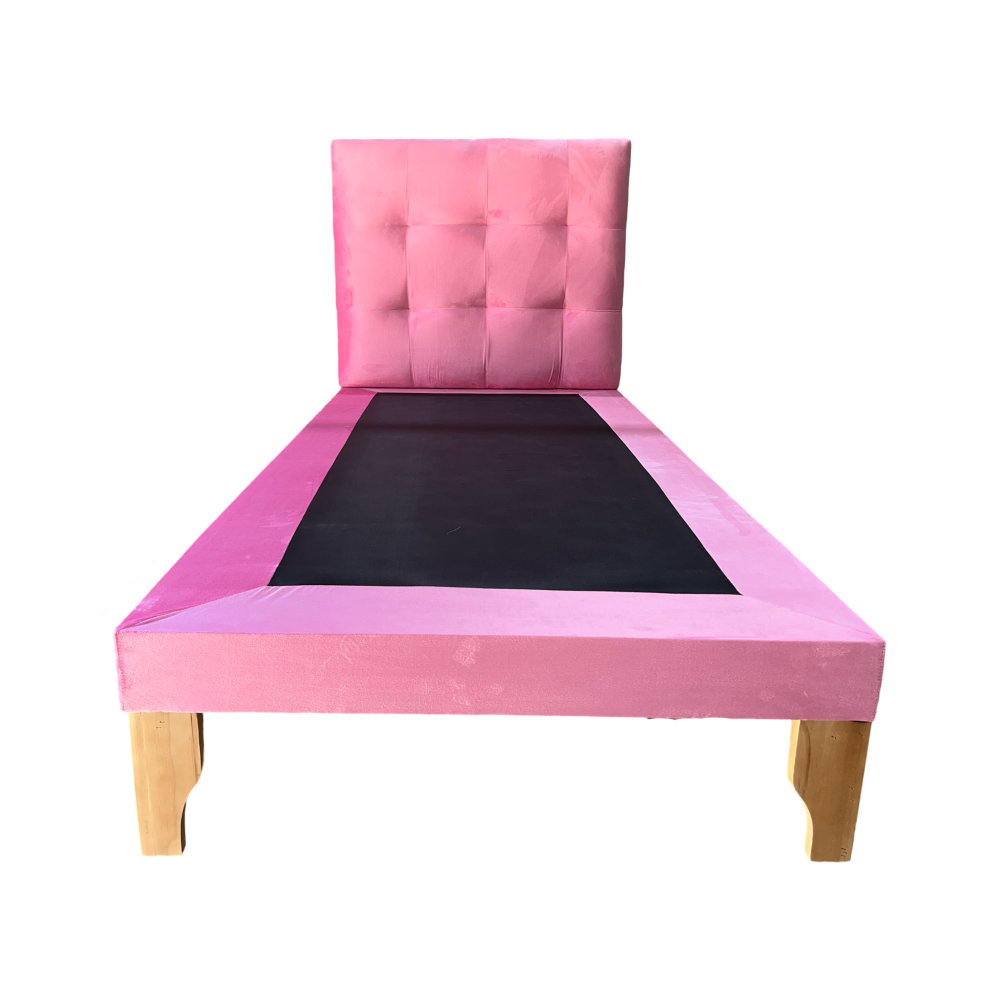 Muebles New - Base Con Respaldo De Plaza Rosado Felpa