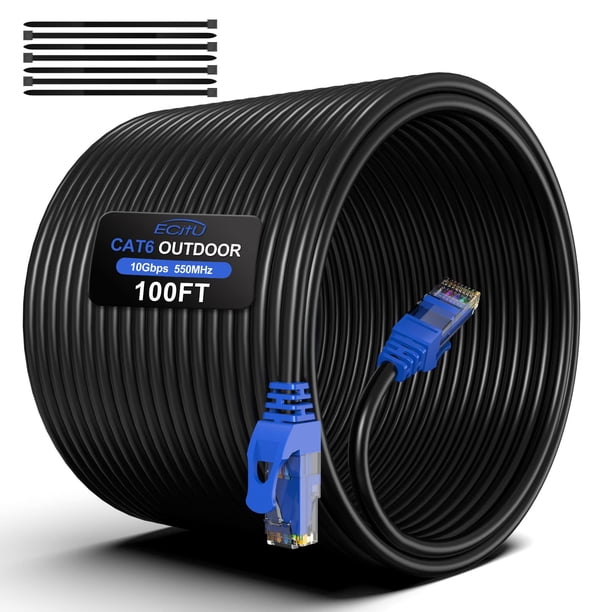 Cable Ethernet Cjtu Cat6 para exteriores, 30 m, impermeable y resistente a los rayos UV