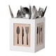 thumbnail image 1 of Porta utensilios de cocina para encimera con 4 compartimentos, organizador de madera maciza de bambú para cucharas, cuchillos, tenedores y palillos., 1 of 5