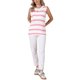 thumbnail image 2 of INSPIRE CHIC Top de Crochet sin Mangas a Rayas para Mujer, Verano, Hueco, Casual, Vacaciones, Chaleco S Rosa Blanco, 2 of 6