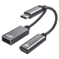 Magideal - Cable De Carga Adaptador Usb Otg Con Cable De De Carga Rápida Pd 60W 2 En Un Convertidor Divisor Para Teléfono Inteligente Gris