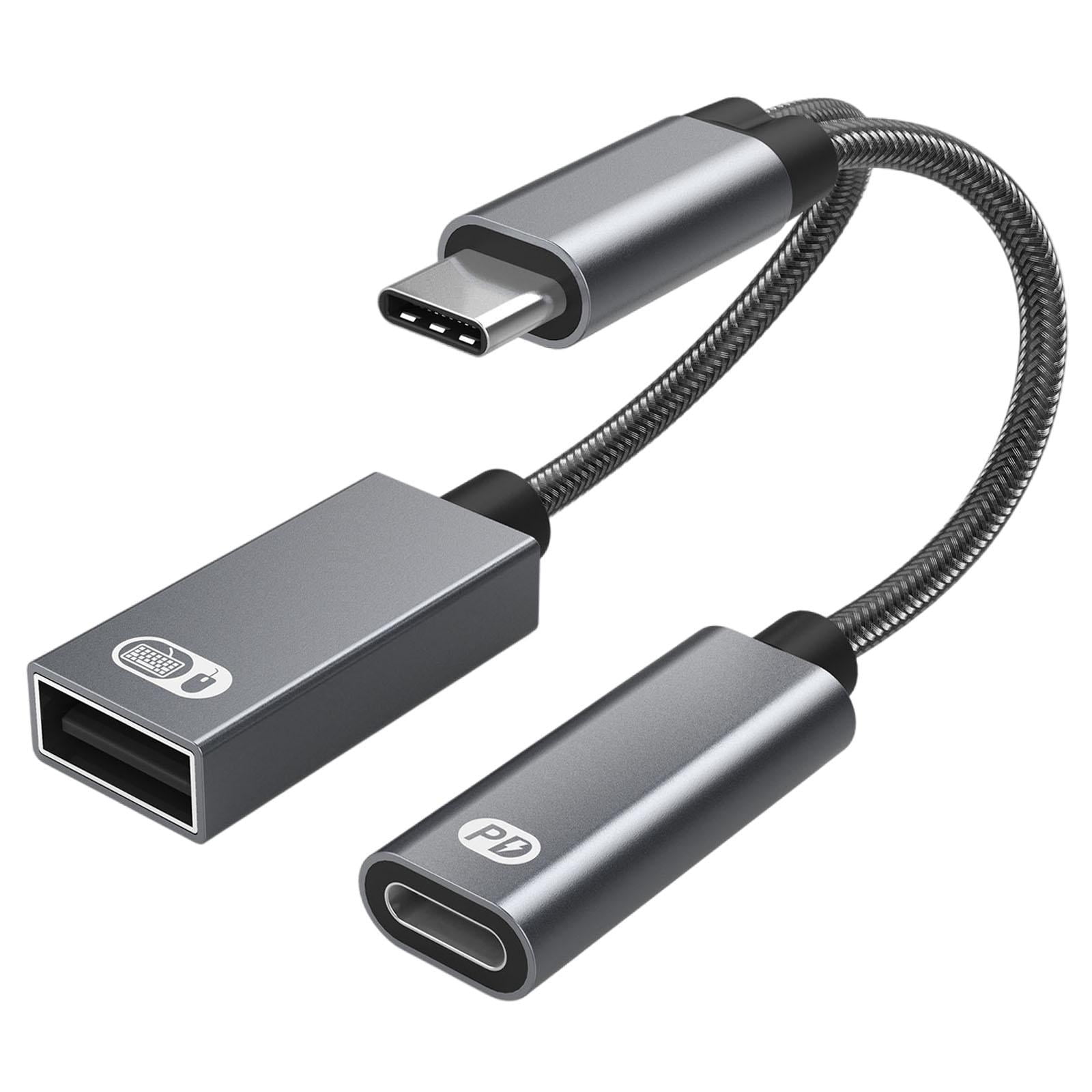 Magideal - Cable De Carga Adaptador Usb Otg Con Cable De De Carga Rápida Pd 60w 2 En Un Convertidor Divisor Para Teléfono Inteligente Gris