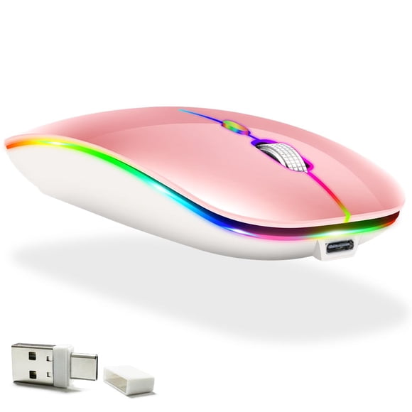 Ratón Bluetooth KLO LED recargable para MacBook, color rosa