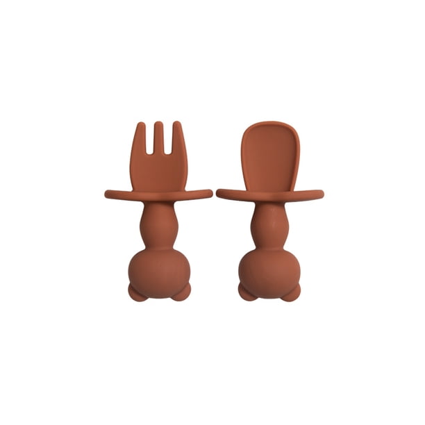 Make Mealtime Fun with Our 2pcs Panda Training Fork Spoon Set - Soft Silicone, BPA Free, Easy to Hold, Perfect for Infant Feeding and Learning Tableware