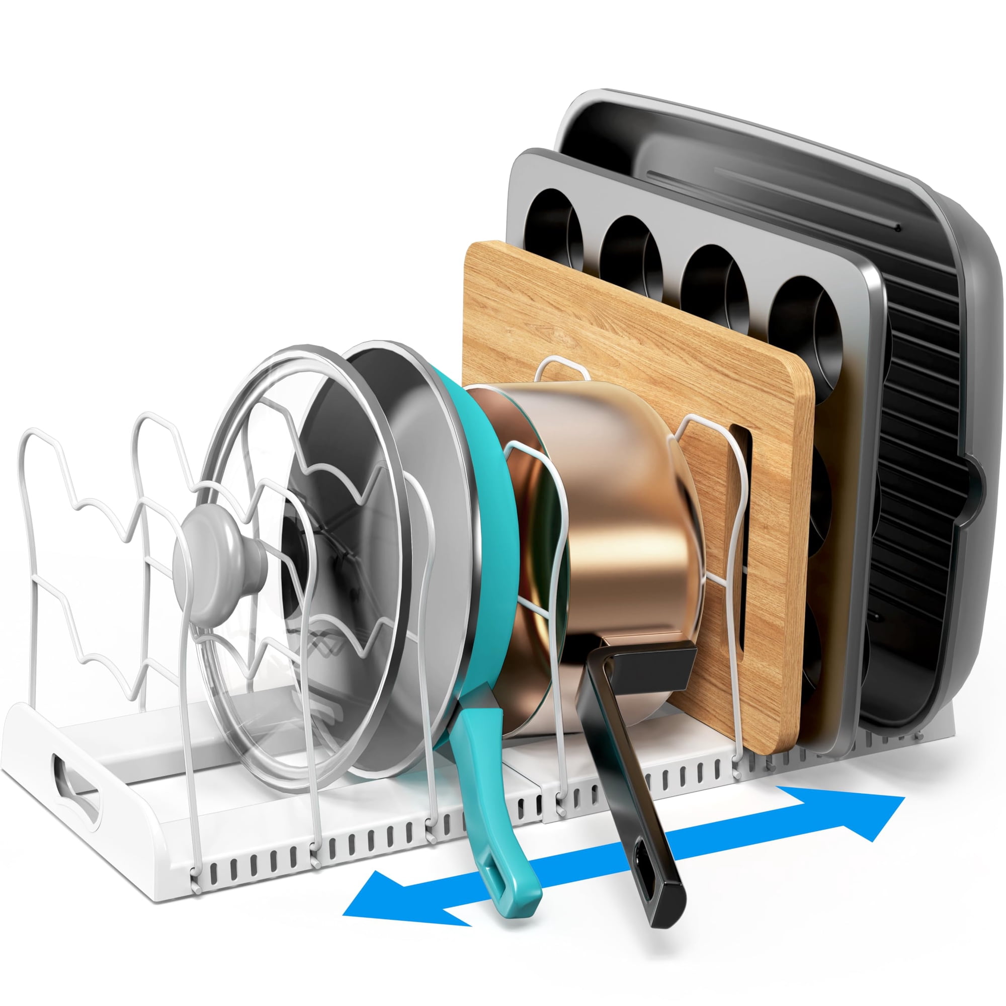 Simple Houseware - Organizador De Sartenes, Simple, Para Artículos Del Hogar, Ampliable, 10 Compartimentos