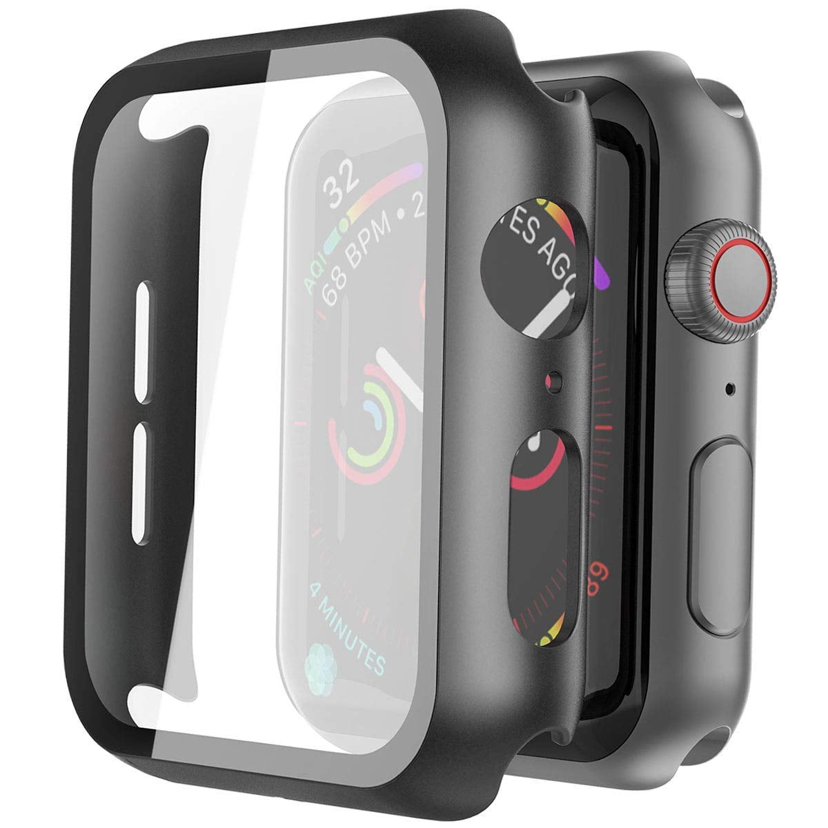 Funda + Cristal Templado Para Apple Watch Misxi 2 De 44 Mm, Color Negro