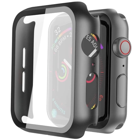 Funda + Cristal Templado Para Apple Watch Misxi 2 De 44 Mm, Color Negro