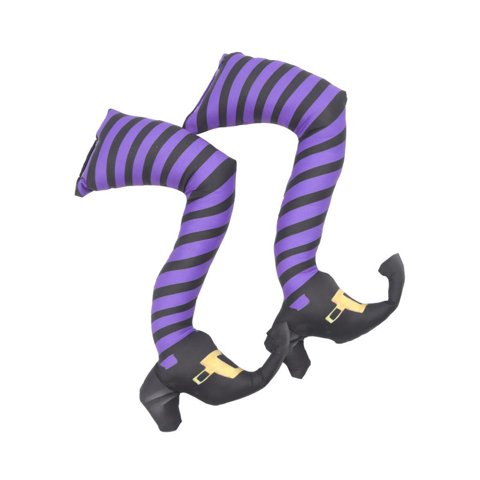 Bothyi - 1 Par De Patas De Bruja Malvada, Decoración De Halloween Para Exteriores, Césped, Jardín, Rayas Moradas Y Negras