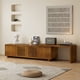 thumbnail image 1 of 63" Mid-Century Modern Extendable TV Stand for TVs up to 75", Media Console TV Cabinet for Living Room, Farmhouse Entertainment Cabinet with Storage & Adjustable Panel, 1 of 3