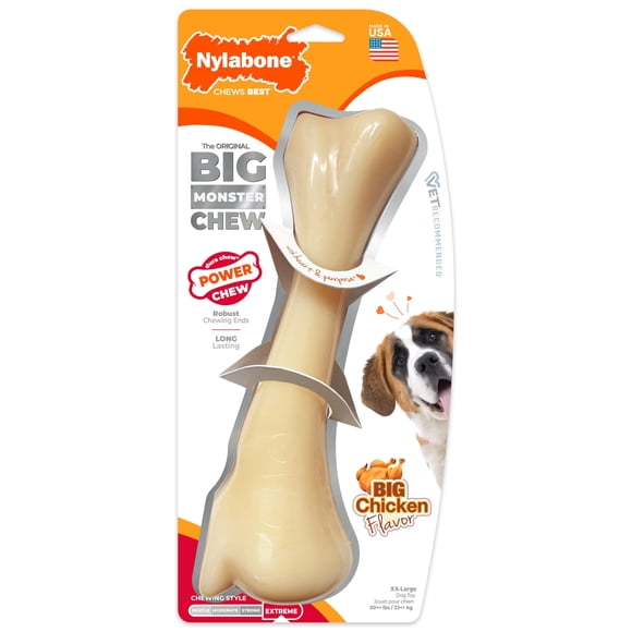 Nylabone Power Chew Monster Bone - Juguete de Masticar para Perro, Sabor a Pollo, XXL