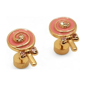 Tiana Joyas - Aro De Lollypop Con Esmalte Y Circones De Plata 925 Enchapados En Oro 18K