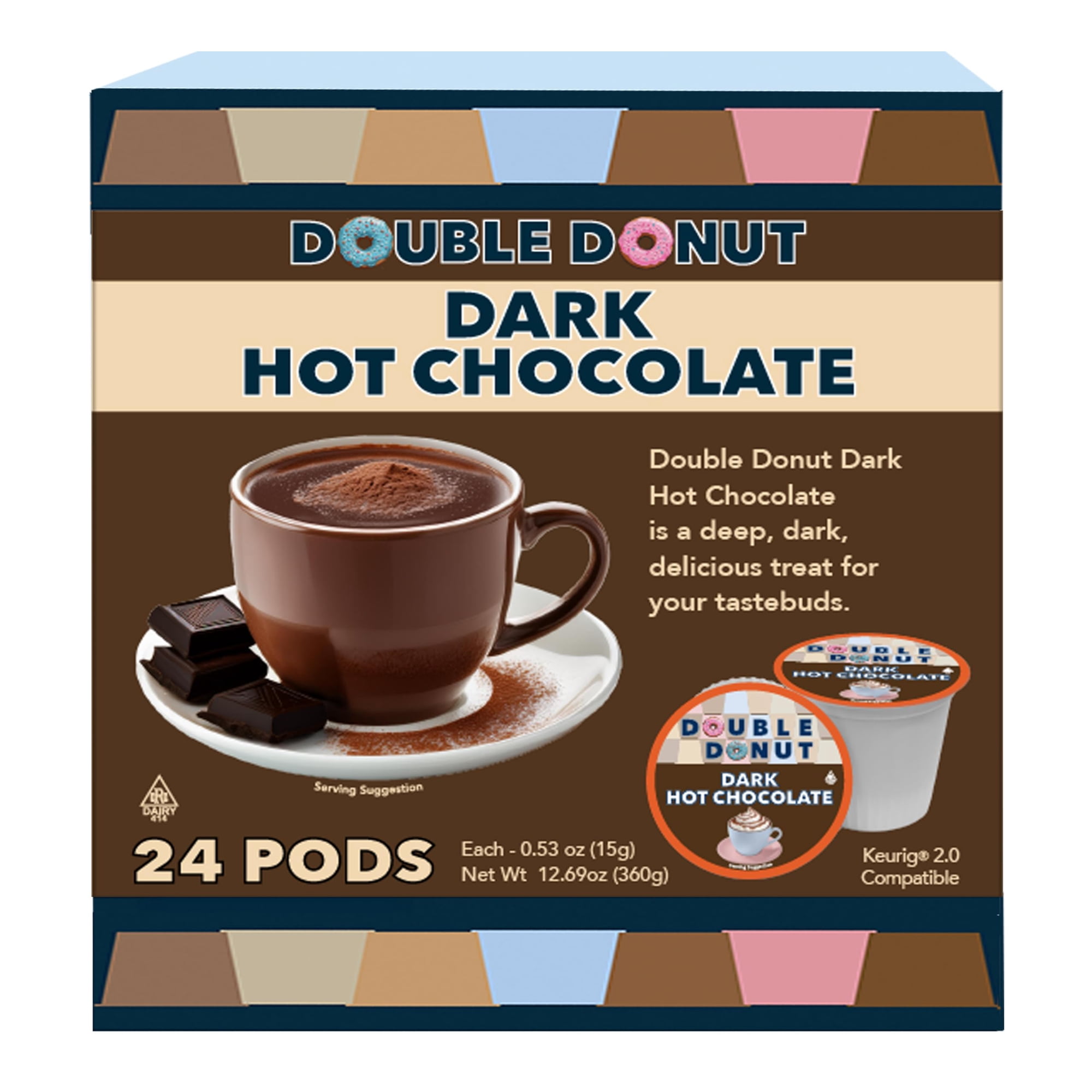 Cápsulas De Chocolate Caliente Double Donut Coffee Dark, 24 Unidades
