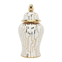 Magideal - Florero Clásico Tarro Tarro De Almacenamiento Organizador Exhibición De Escritorio Tarro De Jengibre De Cerámica Para Decoración Encimera Arreg , Oro 17X17X37Cm