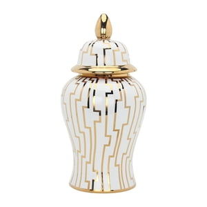 Magideal - Florero Clásico Tarro Tarro De Almacenamiento Organizador Exhibición De Escritorio Tarro De Jengibre De Cerámica Para Decoración Encimera Arreg , Oro 17X17X37Cm