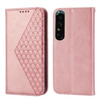 Funda Flip Foxdock Para Sony Xperia 1 Iv , Estilo Billetera Con Diseño Rombo, Correa De Mano Y Soporte, Uso Diario